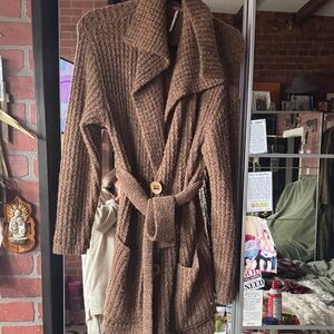 Free People Brown Teddy sweater cardigan with Belt